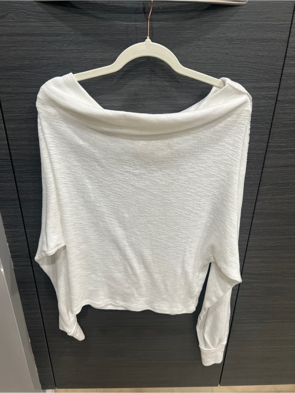 We The Free Off-the-Shoulder White Lightweight Oversized Knit Sweater